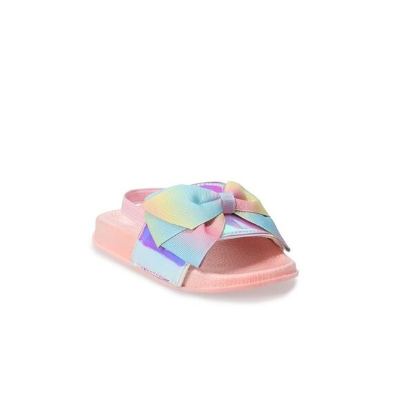 Jojo Siwa Bow Toddler Girls Slide Sandals Size 5-6 Pink & Rainbow Comfortable Sl - Picture 1 of 5